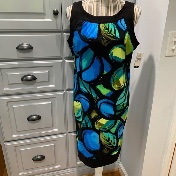 Kim Rogers Dresses & Skirts - Kim Rogers Sleeveless Black and Floral Sheath Dress, Size 14P, NWT